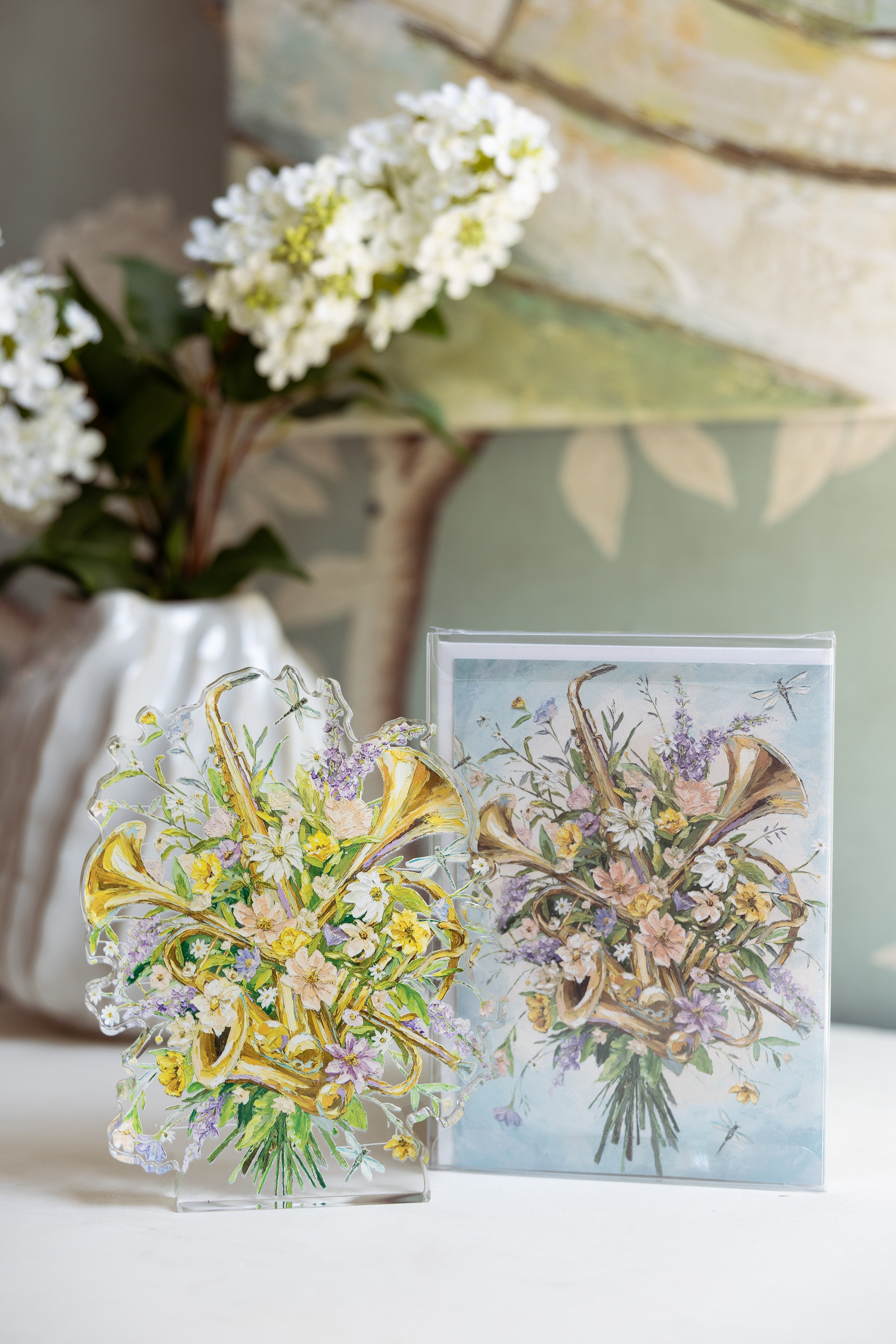 Notecard + Acrylic Bundle Brass Bouquet
