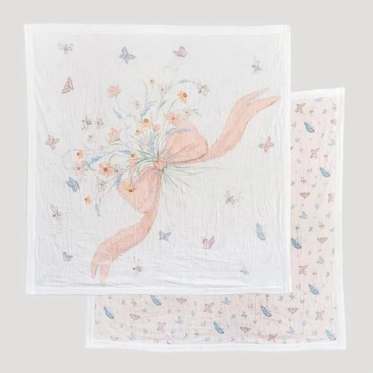 Dressed in Butterflies and Bows Double Sided Baby Blanket