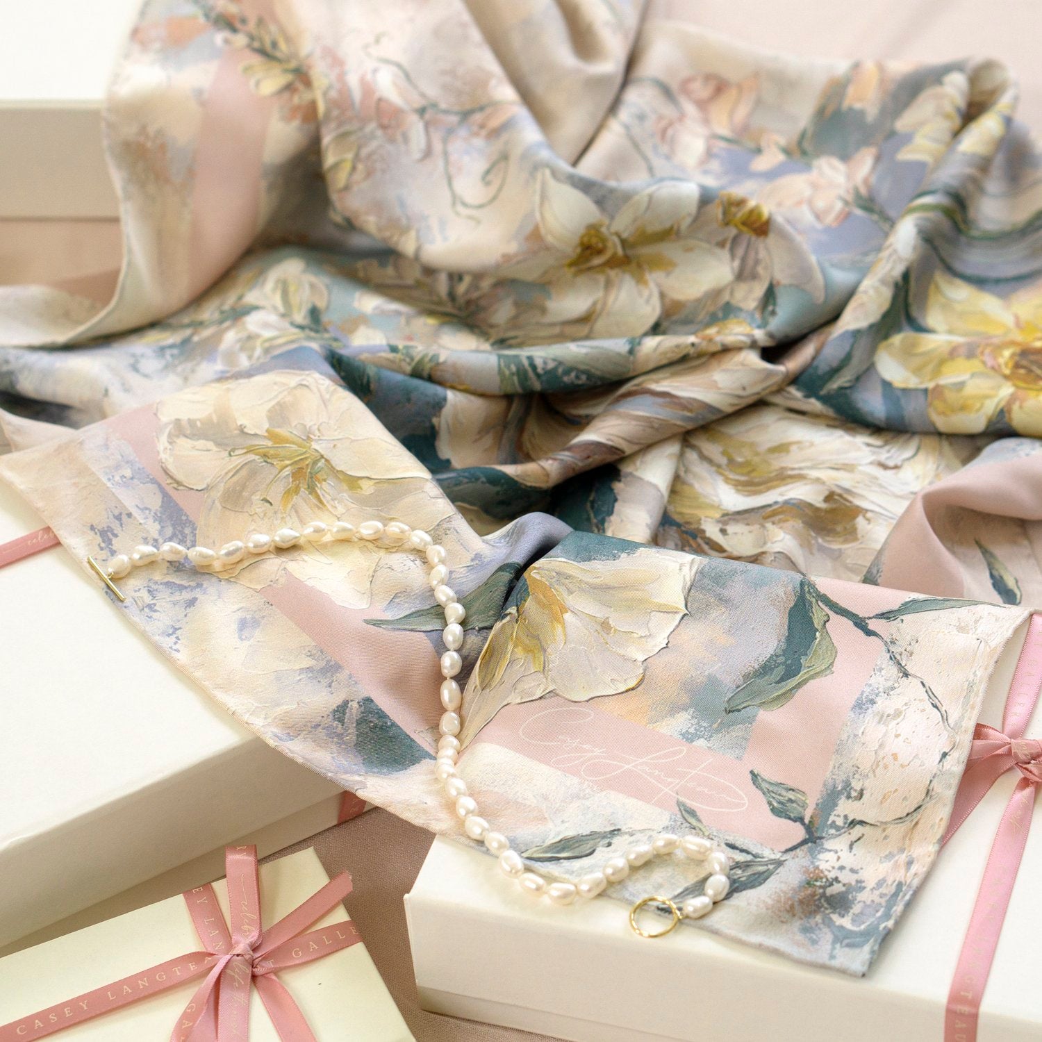 Large Silk Scarf - "I Love You More, Always"