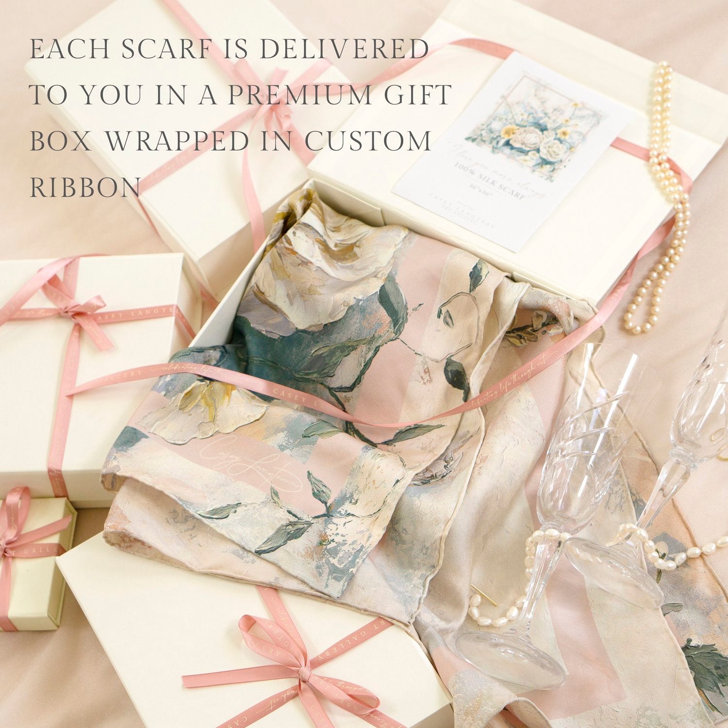 Large Silk Scarf - "I Love You More, Always"