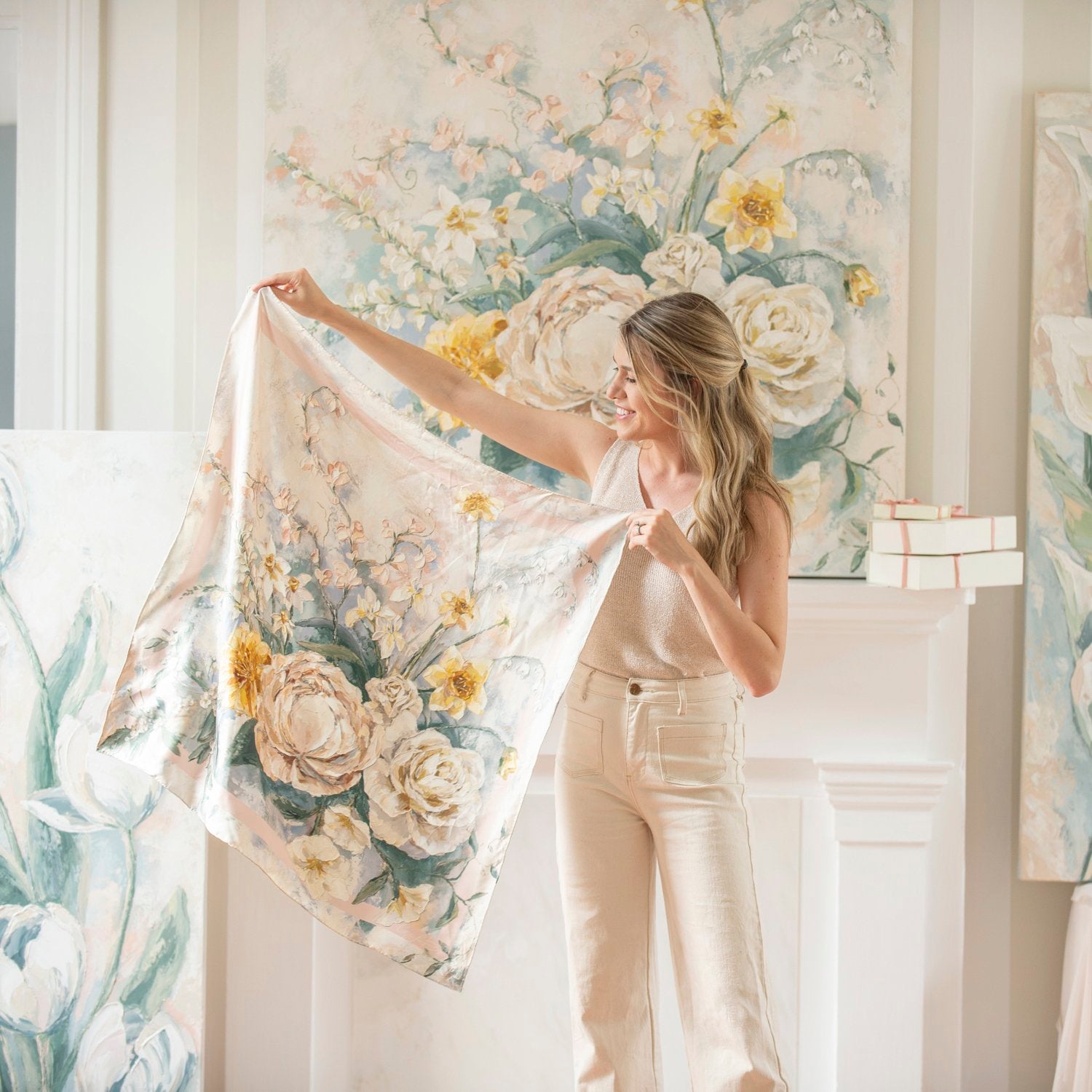 Large Silk Scarf - "I Love You More, Always"