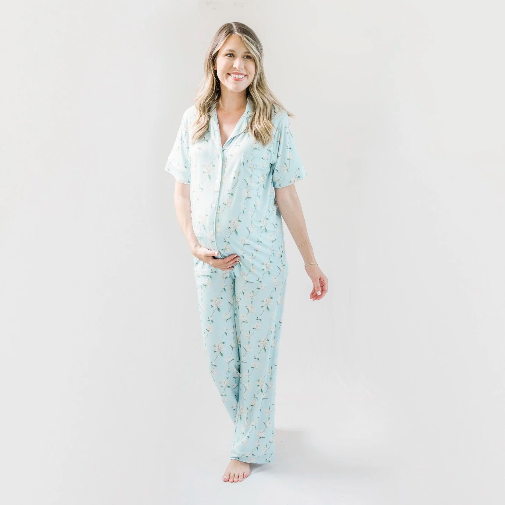 Women's Bamboo Stretch-Knit Short Sleeve & Pant Pajama Set - Magnolia Mornings