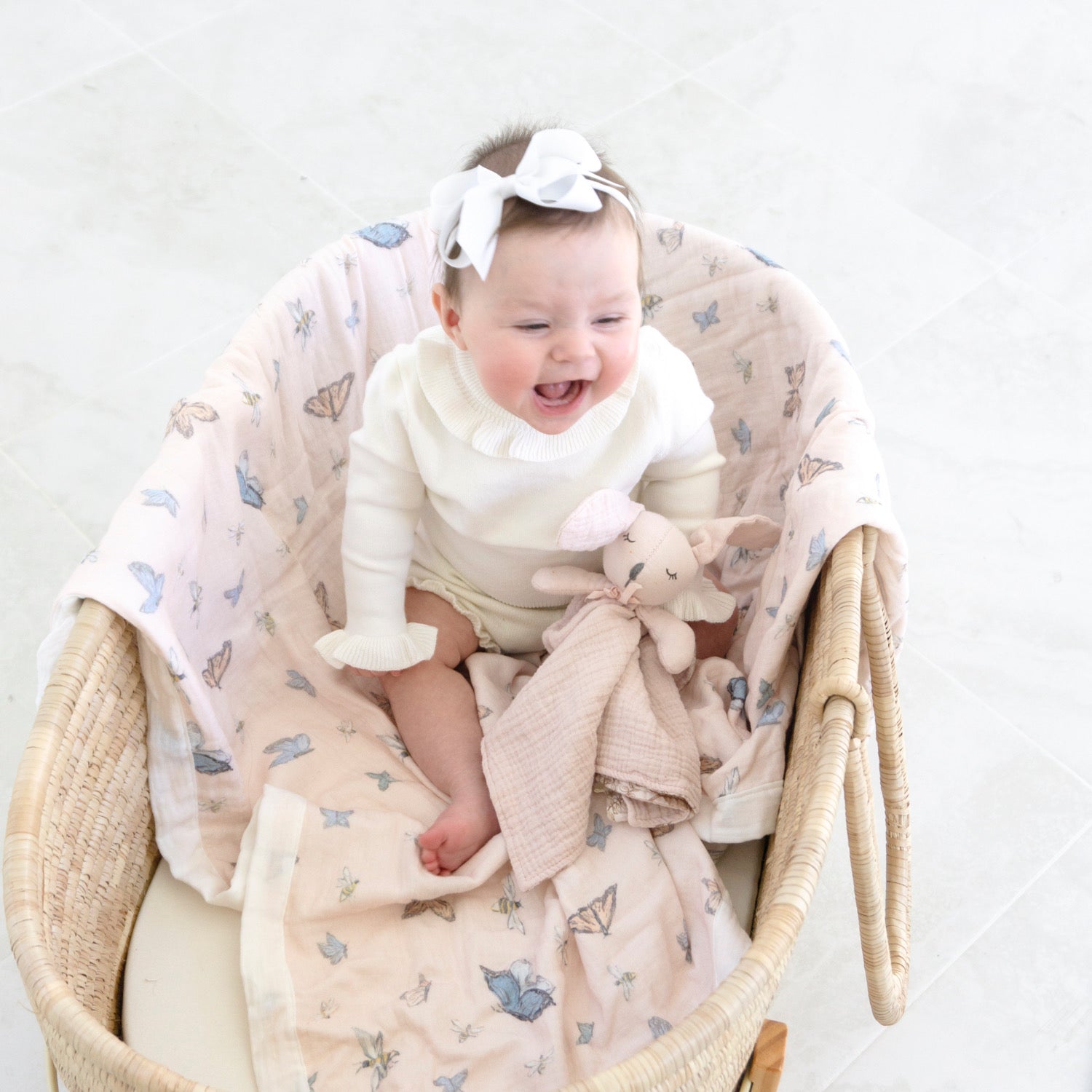 Dressed in Butterflies and Bows Double Sided Baby Blanket