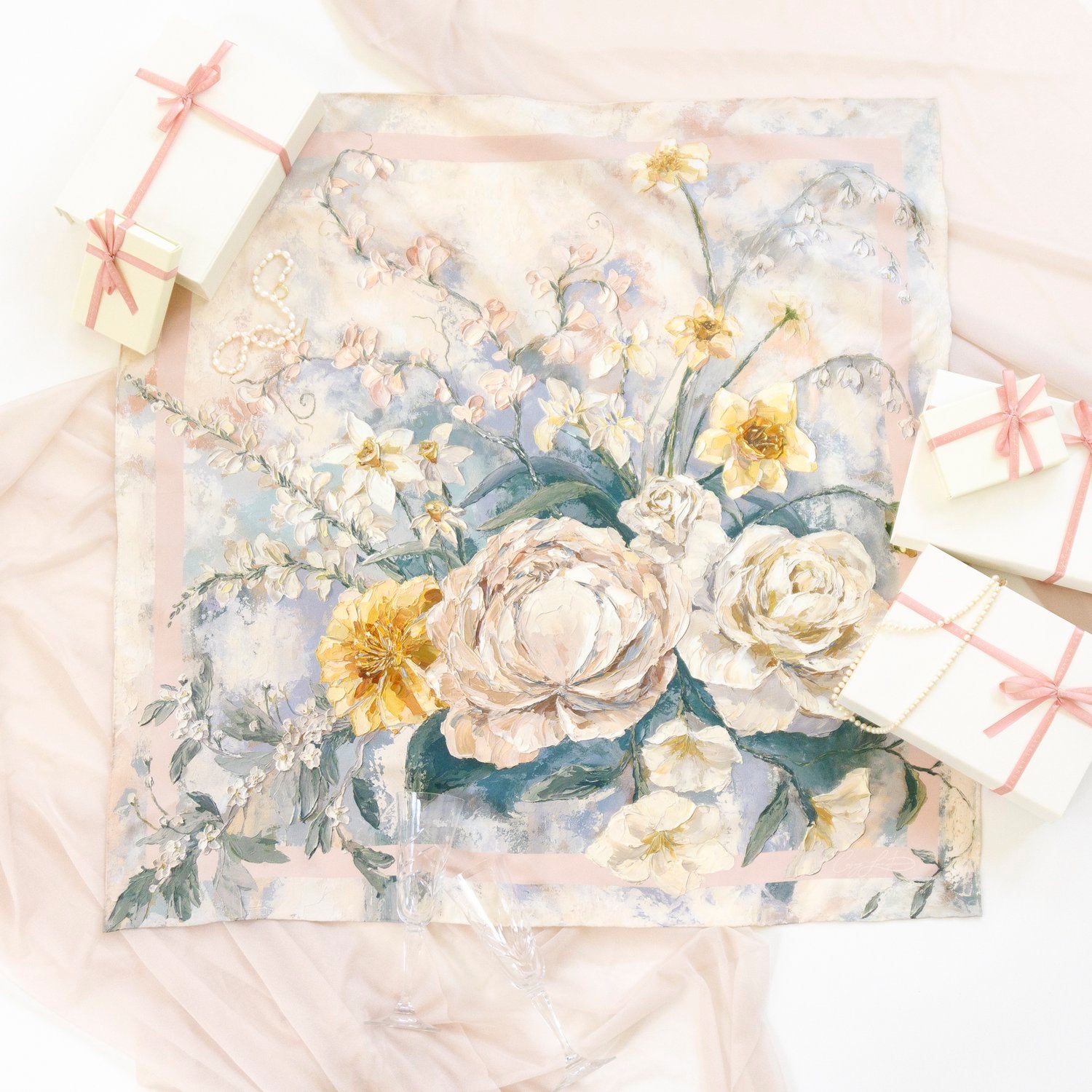 Large Silk Scarf - "I Love You More, Always"
