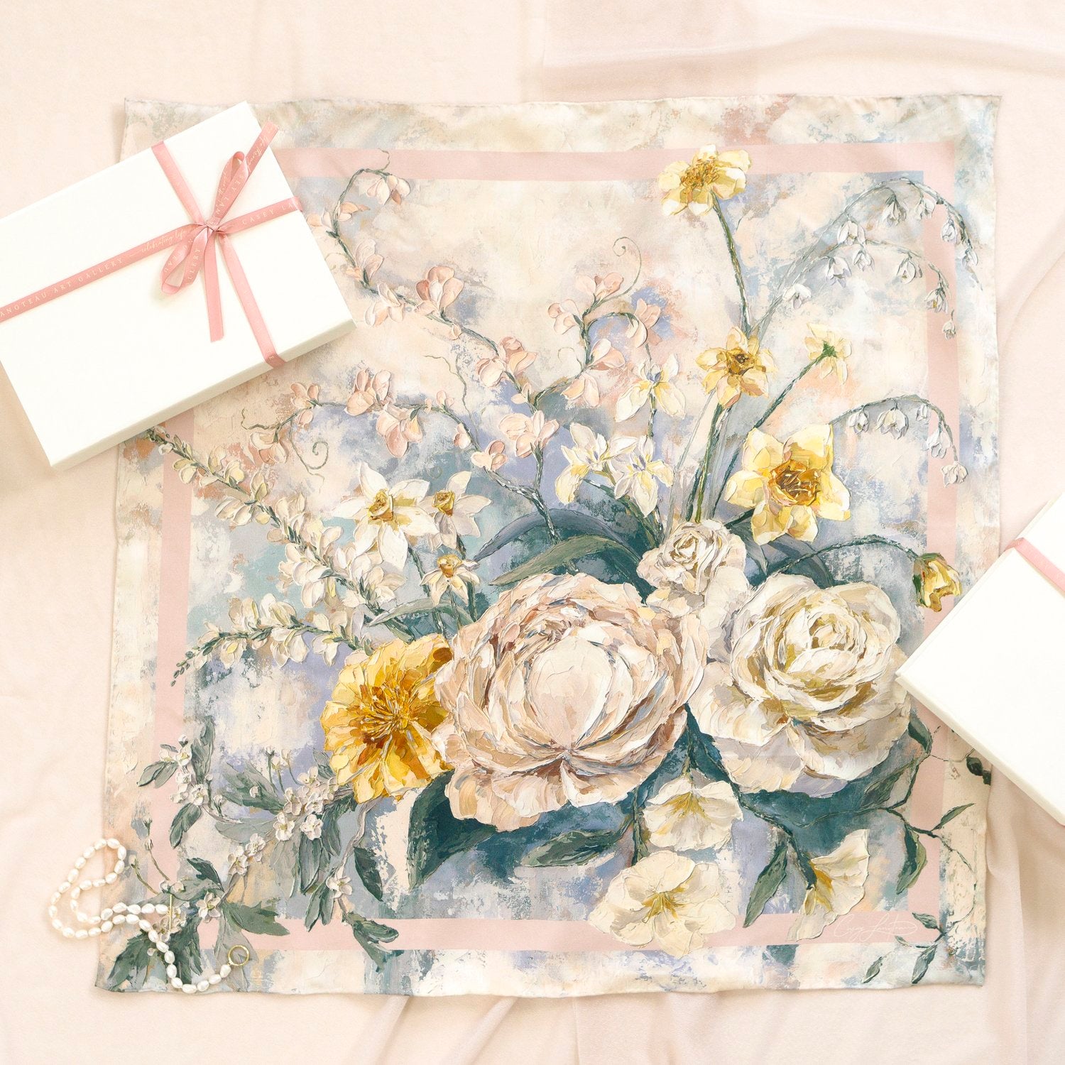 Small Silk Scarf - "I Love You More, Always"