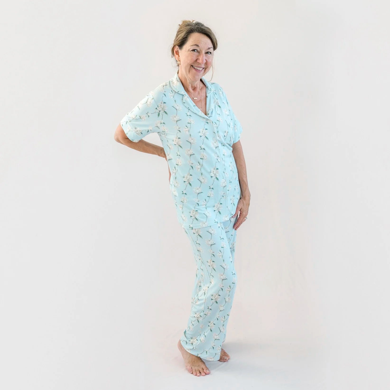 Women's Bamboo Stretch-Knit Short Sleeve & Pant Pajama Set - Magnolia Mornings